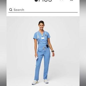 High Wasted Yola Skinny Scrub Pant, Small/Tall, ceil blue color